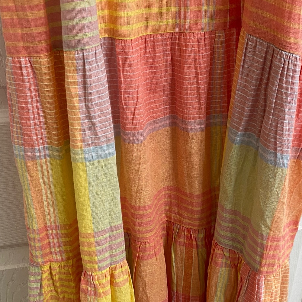 Beachlunchlounge Multicolor Madras Plaid Linen Maxi Dress in Yellow, Coral, Pink - Picture 12 of 12